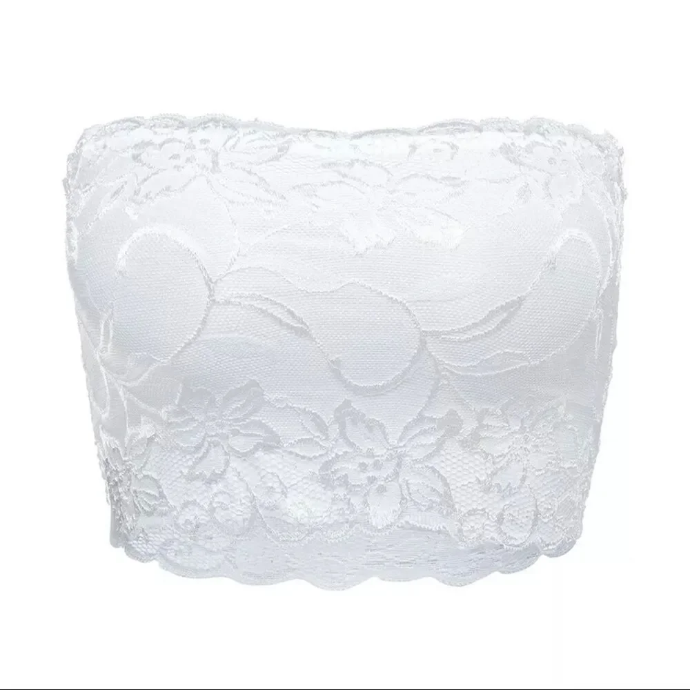 Lace Bandeau Bra | Strapless Stretch Tube Top - Picture 2 of 9